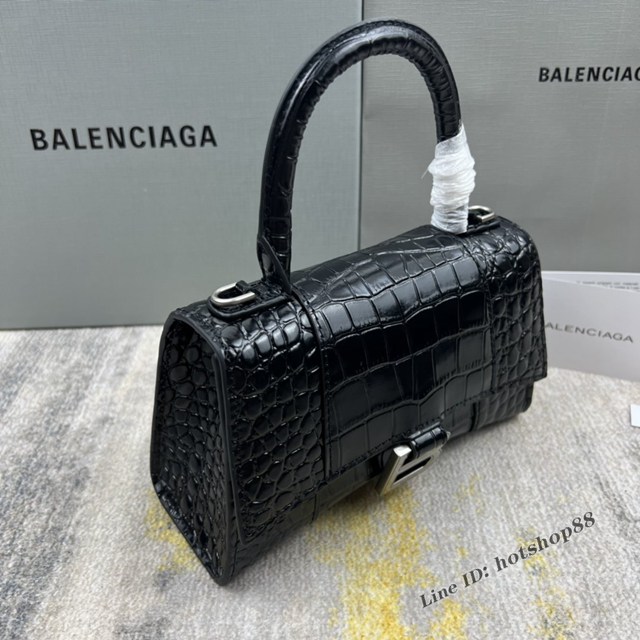 Balenciaga專櫃爆款新色xs號鱷魚紋Hourglass沙漏包 巴黎世家頂級原單手提肩背包 款號：8896 fyj1222